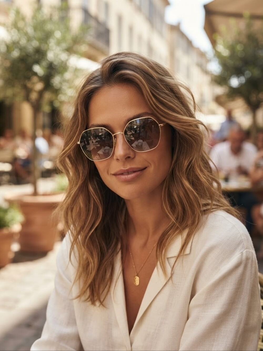 kate spade Women's Silver Frame Sunglasses - Brown Lenses